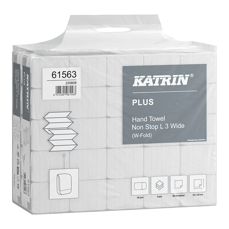 Katrin – Falthandtücher W-Falz – 3-lagig, weiss, Zellstoff – 240 × 320 mm – für gängige Spender – 2'250 Blatt