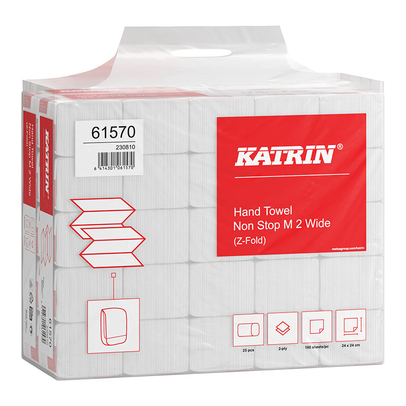 Katrin Non-Stop M2 Falthandtuch – Z-Falz, 2-lagig, Recycling-Zellstoff, Weiss, 240 × 240 mm, 4000 Stück