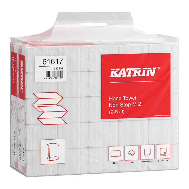 Katrin – Falthandtücher Z-Falz – 2-lagig, weiss, Recycling-Fasermischung – 203 × 240 mm – für Non Stop M2 - 1 Palette à 160'000 Stück