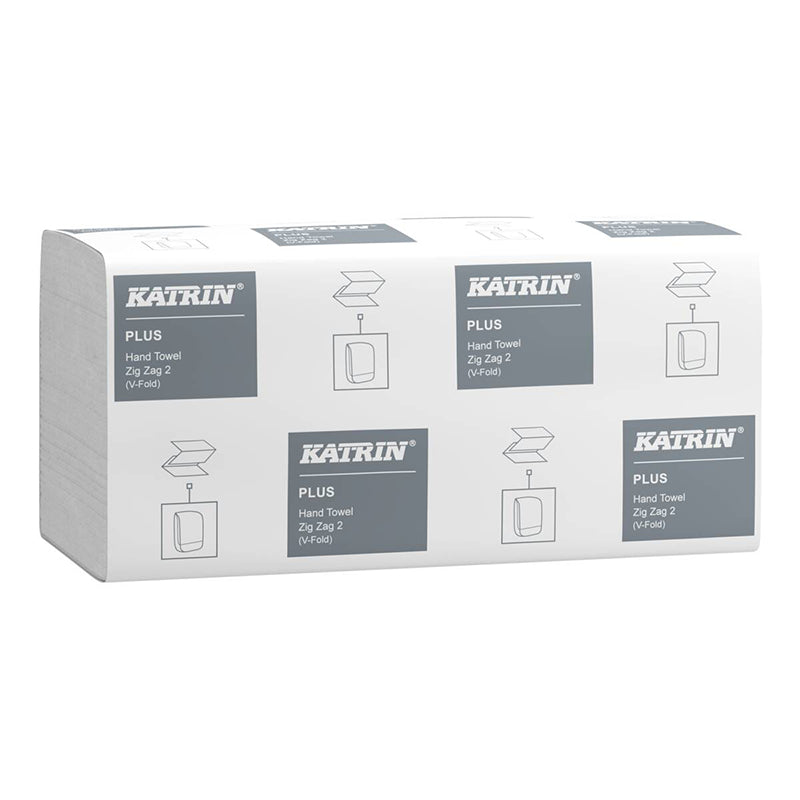 Katrin katrin Katrin Falthandtuch Plus Zig Zag 2 – V-Falz, 2-lagig, Zellstoff, Weiss, 224 × 230 mm – 72'000 Stück