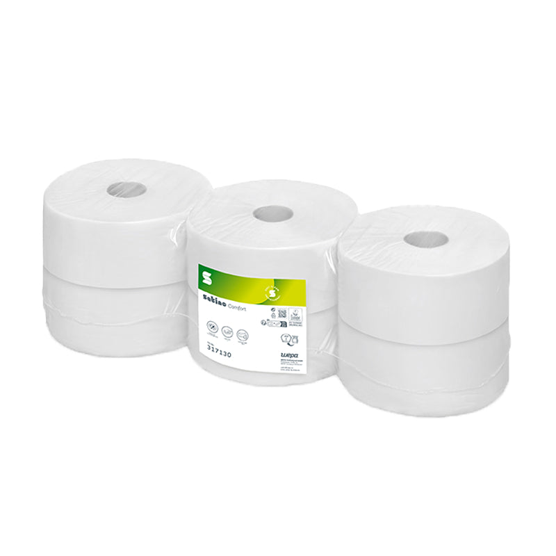 Satino satino Satino comfort Toilettenpapier-Grossrolle – Recycling, 2-lagig, hochweiss, 92 × 380 m – 264 Rollen