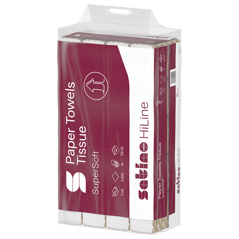 Satino – Falthandtücher W-Falz – 2-lagig, hochweiss – 240 × 320 mm – für gängige Spender – 3'000 Blatt