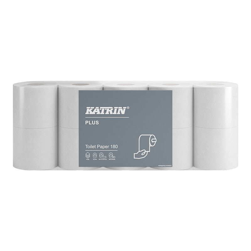 Katrin katrin Katrin Plus Toilettenpapier – Zellstoff, 4-lagig, weiss, 180 Blatt/Rolle, 98 × 133 mm – 350 Rollen