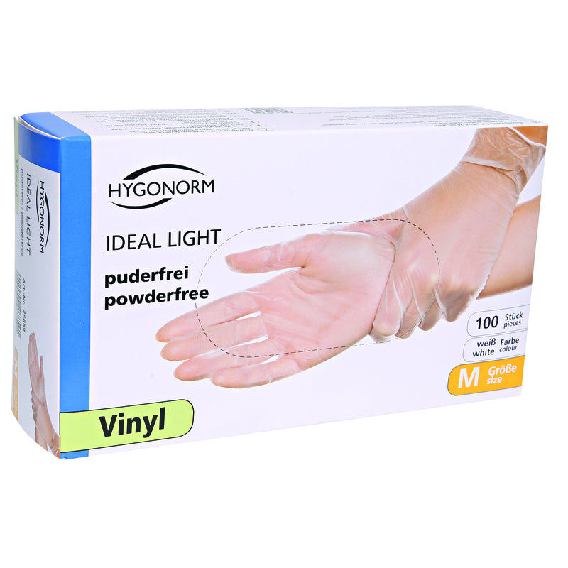 Handschuhe Ideal – Einweghandschuhe Vinyl, Ideal Light – Grösse M, 1000 Stück – Transparent, EN 374 (Virus), EN 455