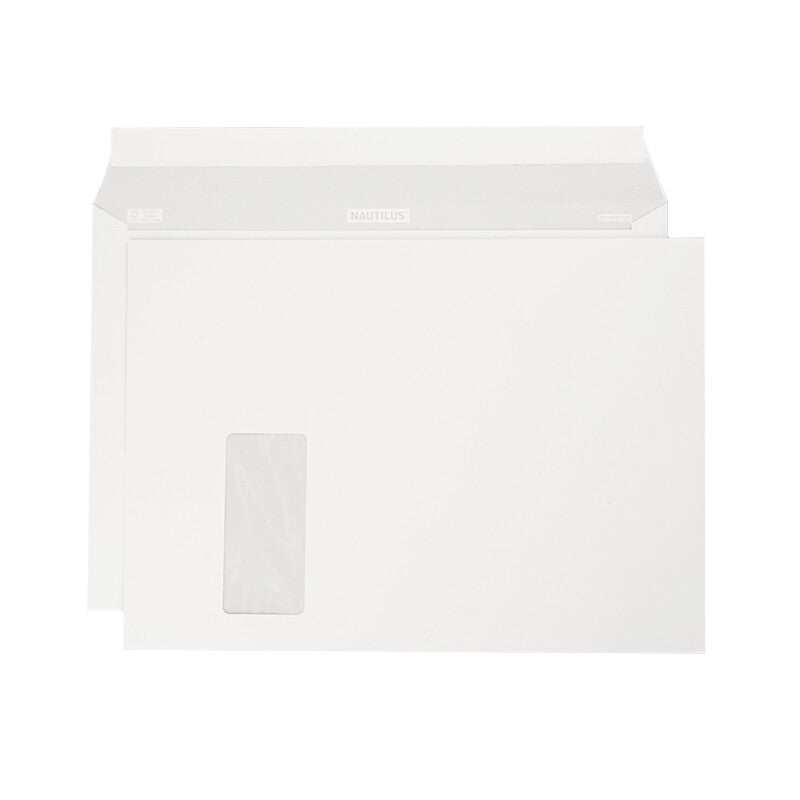 Nautilus Couvert C4, Fenster links, matt weiss, 120 g/m², recyceltes Material, mit Innendruck – 250 Stk.