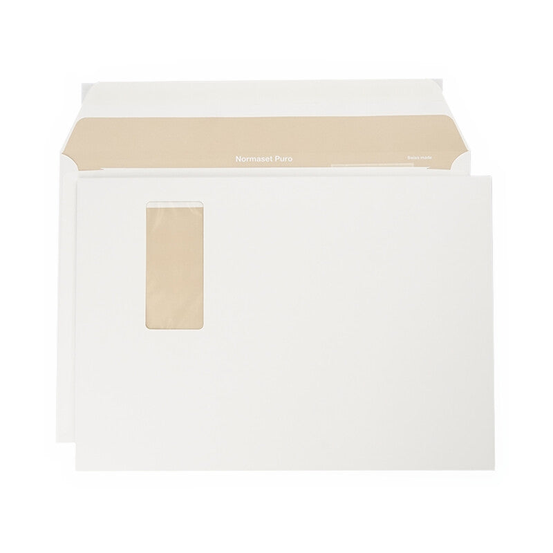 Normasetpuro/biotop3 Normaset Puro Couvert C4 (324 × 229 mm), mit Fenster, haftklebend (Optifix), naturweiss – 250 Stk.