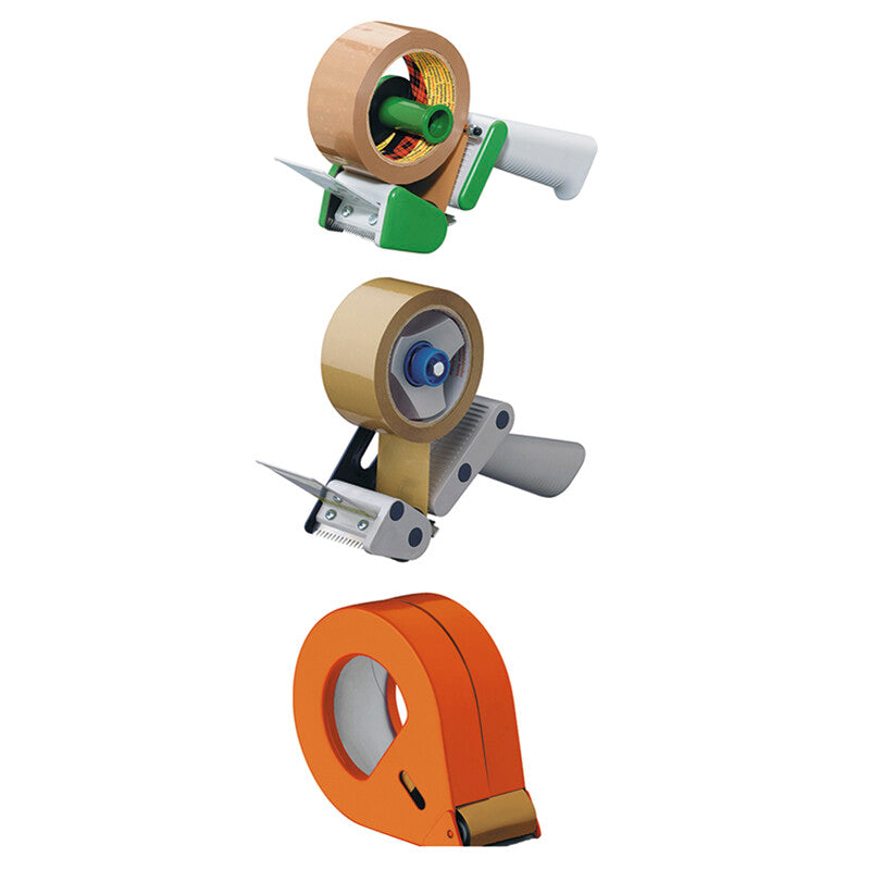 Klebebandabroller Handabroller H15 – für Rollenbreite bis 50 mm, geräuscharm, Handgriff, grün