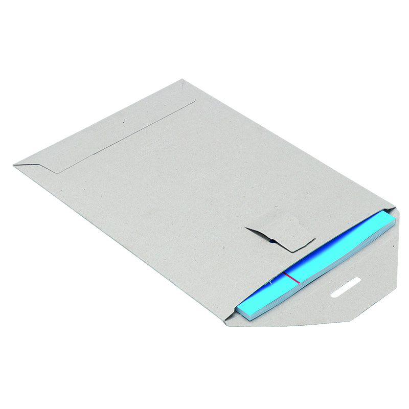 Rillco Karton-Versandtasche – 357 × 480 mm, Schmalseite offen, Vollpappe, grau – 50 Stück