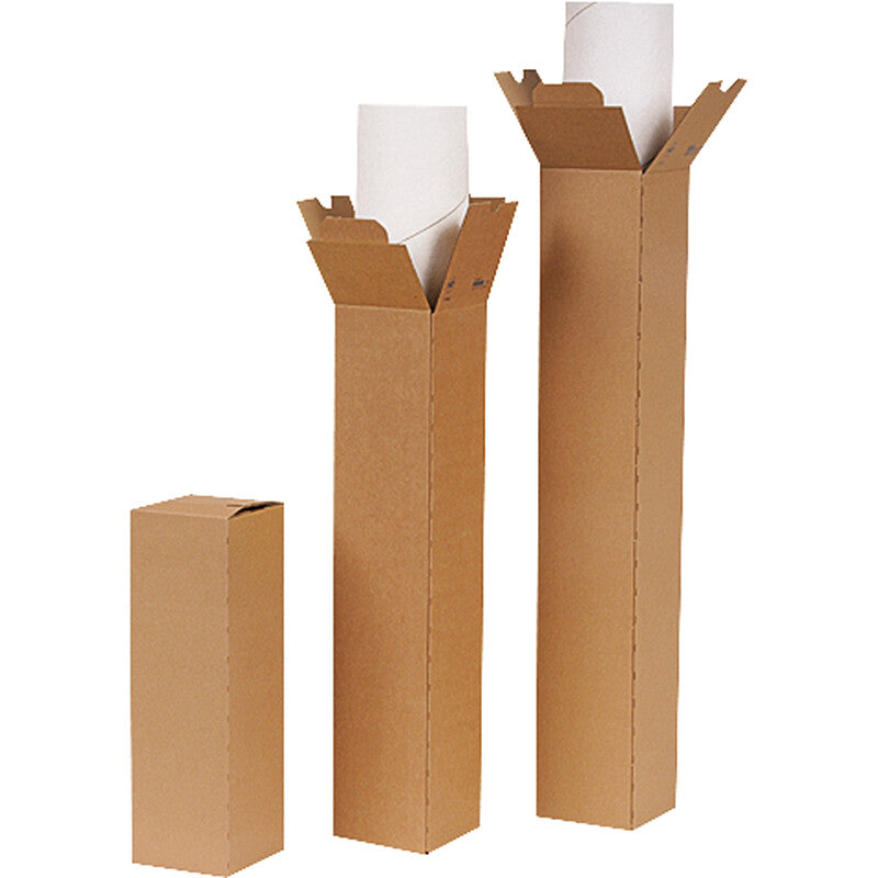 Vierkanthülle mitKartonrolle Vierkanthülse – 500 × 100 × 3'000 mm, 1-wellig (B), Laschenverschluss, braun – 10 Stk.