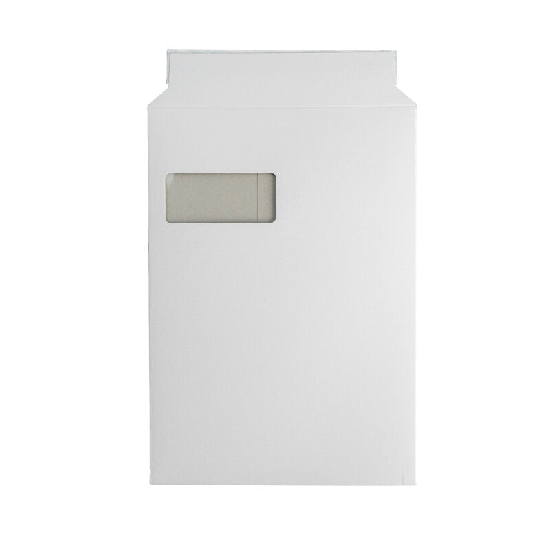 Versandtaschenausvollpappe Karton-Versandtasche – 229 × 324 mm, Öffnung Schmalseite, Vollpappe, Weiss, Selbstklebend – 1 Stk. (Ab 50 Stk.)
