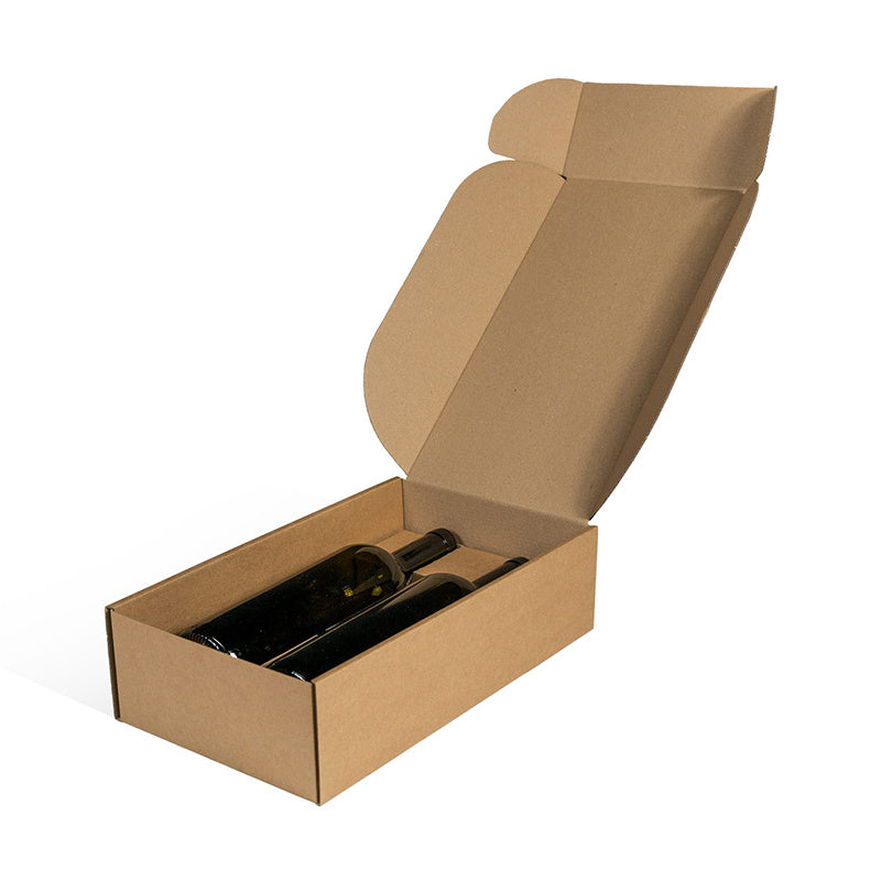 Geschenkverpackung Geschenkbox – 1-wellig, E-Welle, Kraftliner – für Weinflasche – 344 × 190 × 91 mm – 50 Stück
