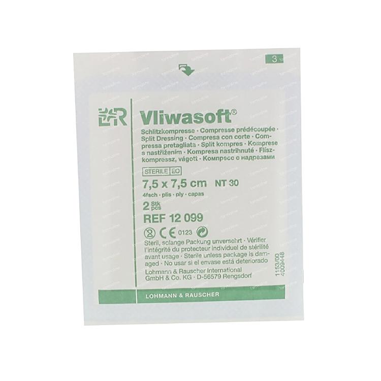 Lohmann und rauscher Vliwasoft Schlitzkompressen Y-Einschnitt – 75 × 75 mm, 50 × 2 Stück (100 Stück), steril