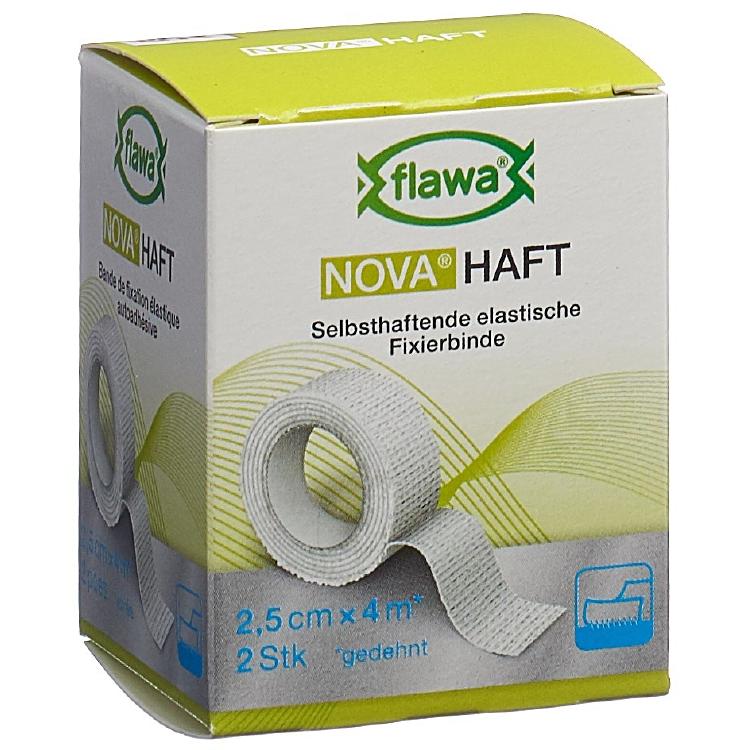 Lohmann und rauscher Flawa Binde Nova Haft – 25 mm × 4 m, 2 Stück, selbsthaftend, naturlatexfrei