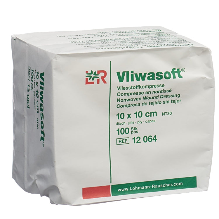 Lohmann und rauscher Lohmann & Rauscher Vliwasoft Kompressen – 100 × 100 mm, 100 Stück, unsteril, 4-lagig