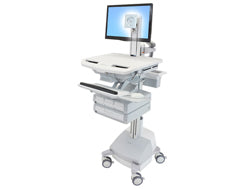 Ergotron StyleView SV44-1341-C – Computerwagen mit LCD-Pivot, 4 Schubladen, mit SLA-Akku, bis 24", Grau/Weiss