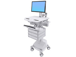 Ergotron StyleView SV44-1331-C – Computerwagen mit LCD-Pivot, 3 Schubladen, bis 24", Grau/Weiss