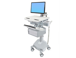 Ergotron StyleView SV44-12B2-C – Computerwagen mit LCD-Arm, 1 Schublade, mit LiFe-Akku, bis 24", Grau/Weiss