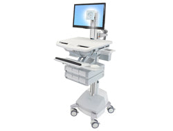 Ergotron StyleView SV44-1361-C – Computerwagen mit LCD-Pivot, 6 Schubladen, mit SLA-Akku, bis 24", Grau/Weiss