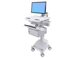 Ergotron SV44-12C1-C – Computerwagen mit LCD-Arm, 2 Schubladen, mit SLA-Akku, bis 24,0", Grau/Weiss