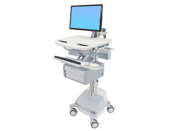 Ergotron StyleView SV44-12B1-C – Computerwagen mit LCD-Arm, 1 Schublade, mit SLA-Akku, bis 24", Grau/Weiss
