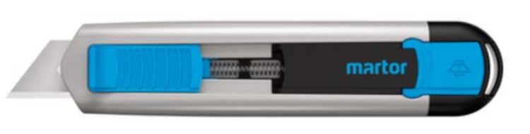 Martor Secunorm 525 – Sicherheitsmesser mit Trapezklinge, Aluminiumgriff, Schnitttiefe bis 21 mm, 1 Stk.