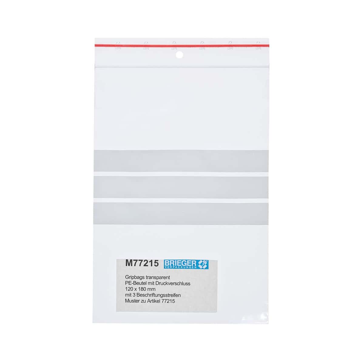 Brieger Druckverschlussbeutel – 120 × 170 mm, 50 µm, mit 3 Beschriftungsstreifen – 100 Stk.