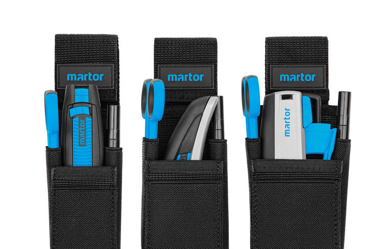 Martor Gürteltasche Grösse M – mit Zusatzfächern, Schwarz, Nylon, B 215 × H 28 × T 60 mm