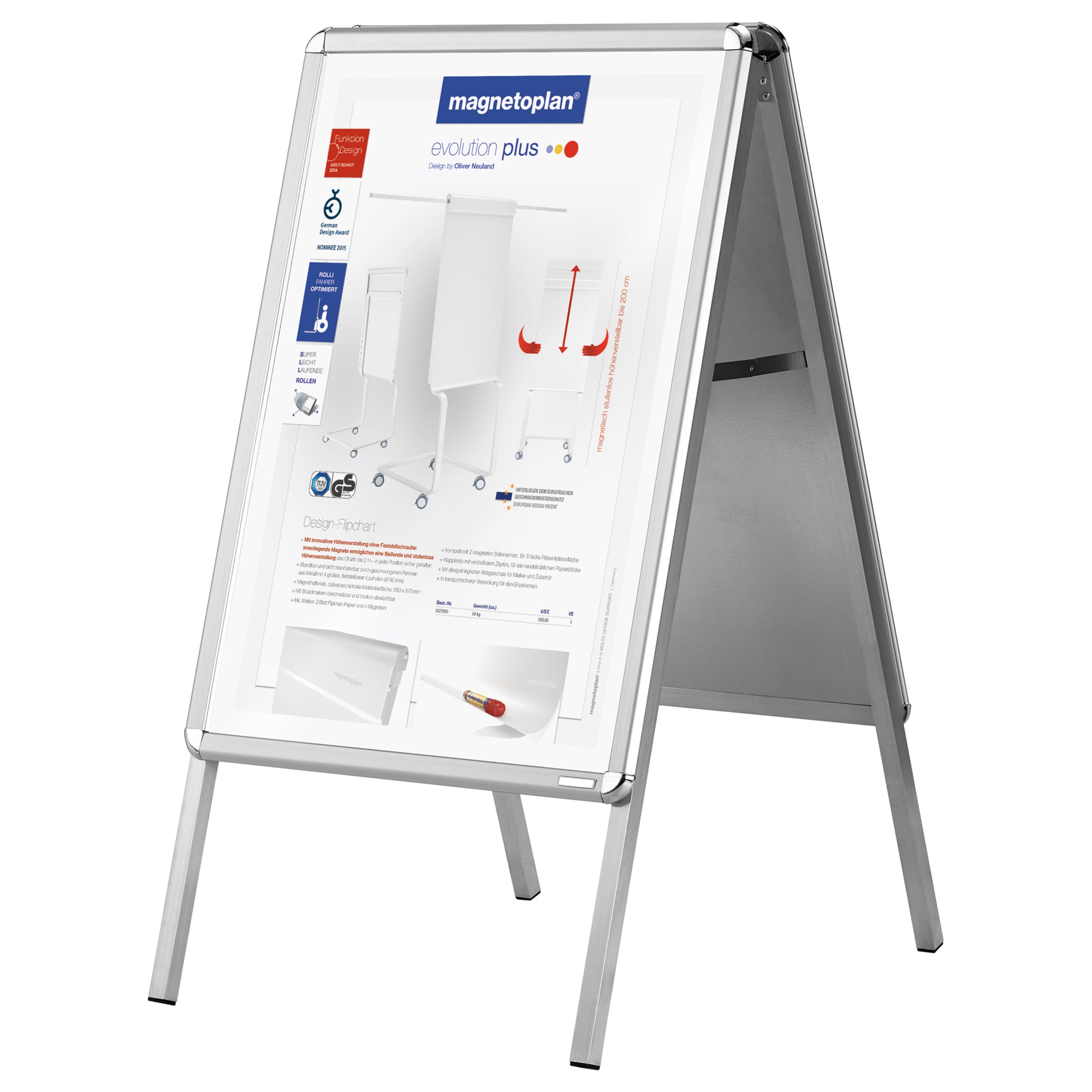 Magnetoplan Plakatständer – für A1 – doppelseitiger Klapprahmen – wetterfest – Aluminium