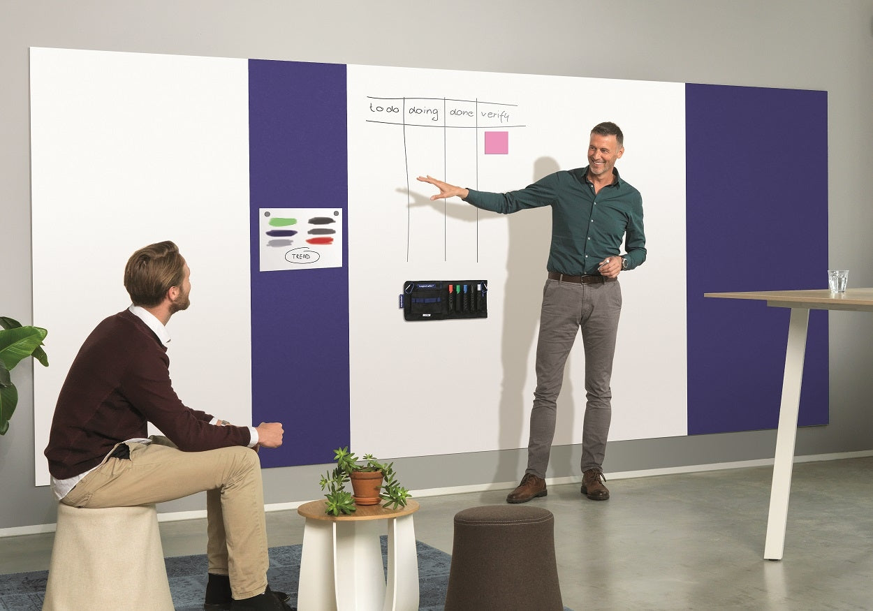 Magnetoplan Akustik-Pinnwand Infinity Wall X – Textil, magnetisch – 49 × 198 cm – Dunkelblau