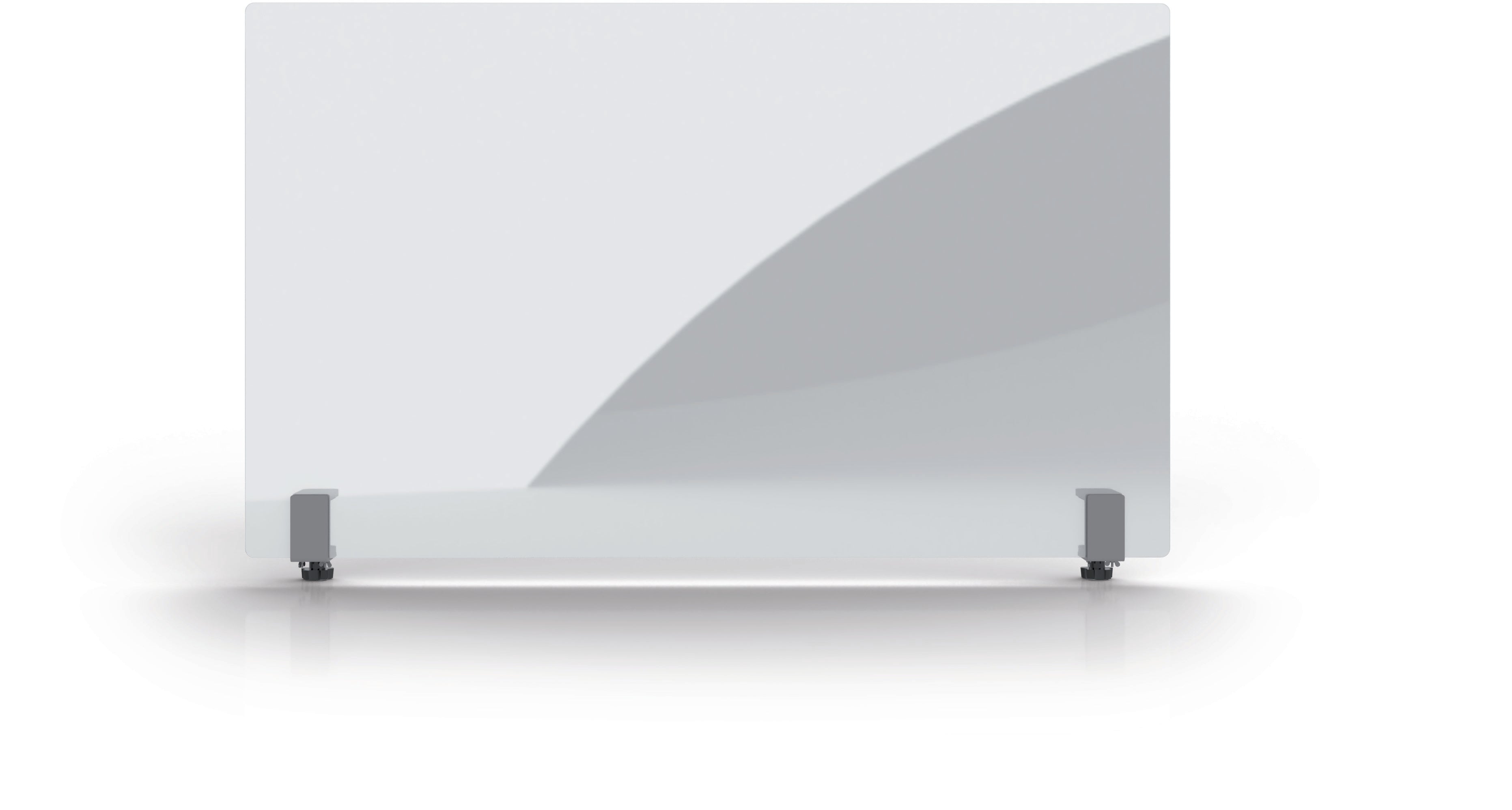 Magnetoplan Hygieneschutzschild – 1'000 × 600 mm, Acrylglas, mit Klemmen, für Tischplatten bis 40 mm
