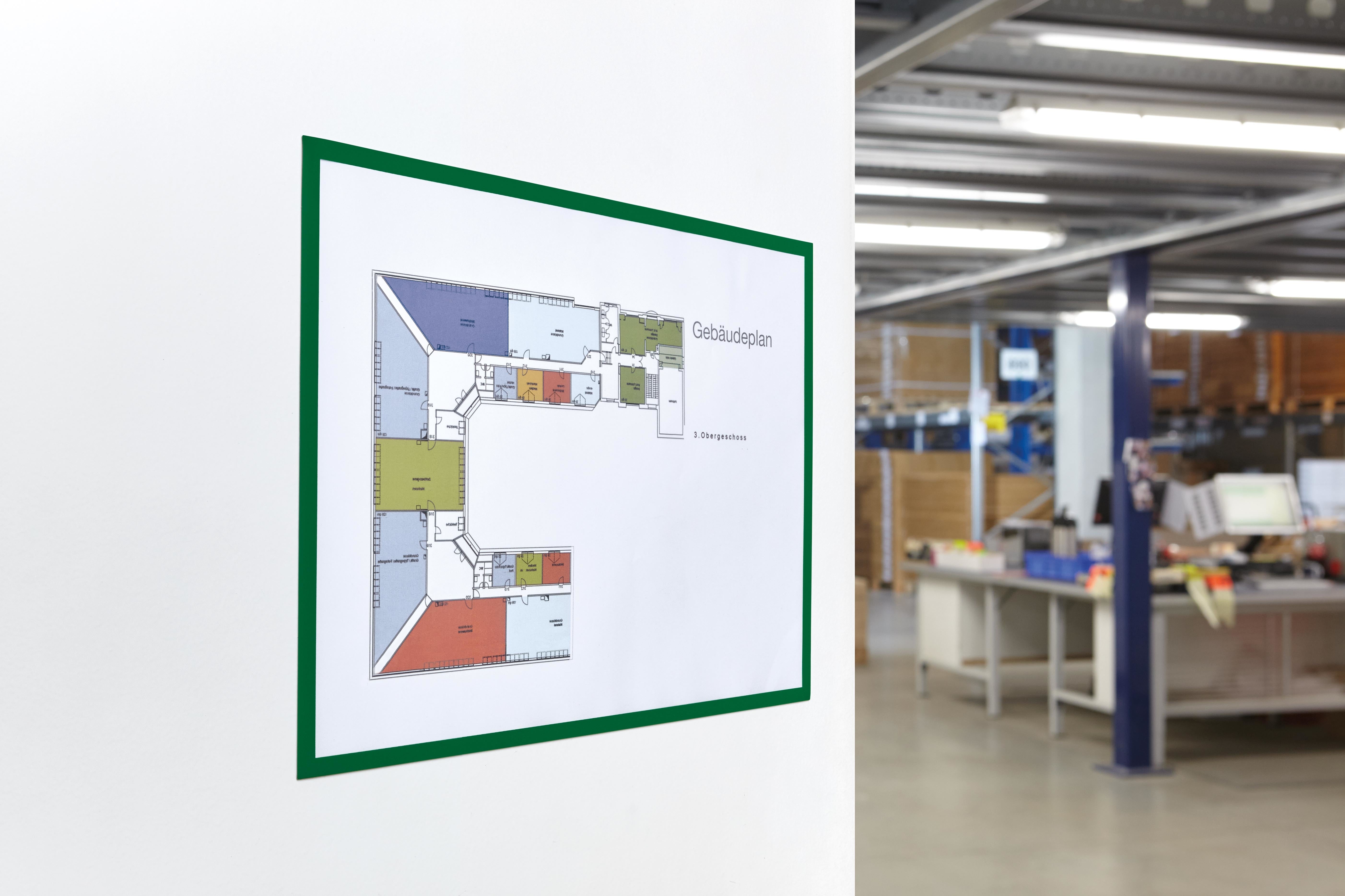 Magnetoplan Magnetofix Magnetrahmen – DIN A3 – Grün – 5er Pack