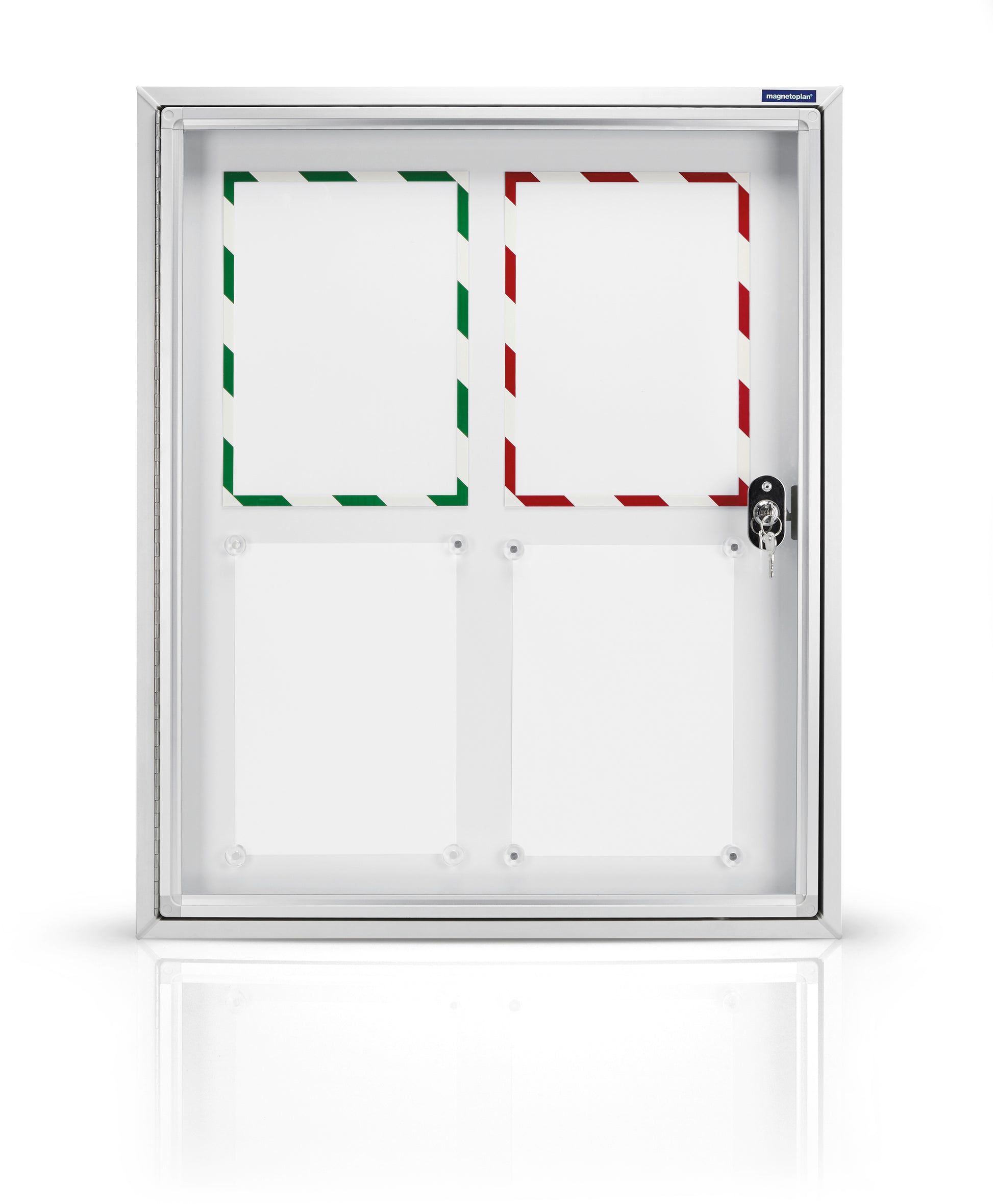 Magnetoplan Schaukasten – für Aussenbereich – Klapptür – magnetische Metallrückwand – 6×DIN A4 – abschliessbar