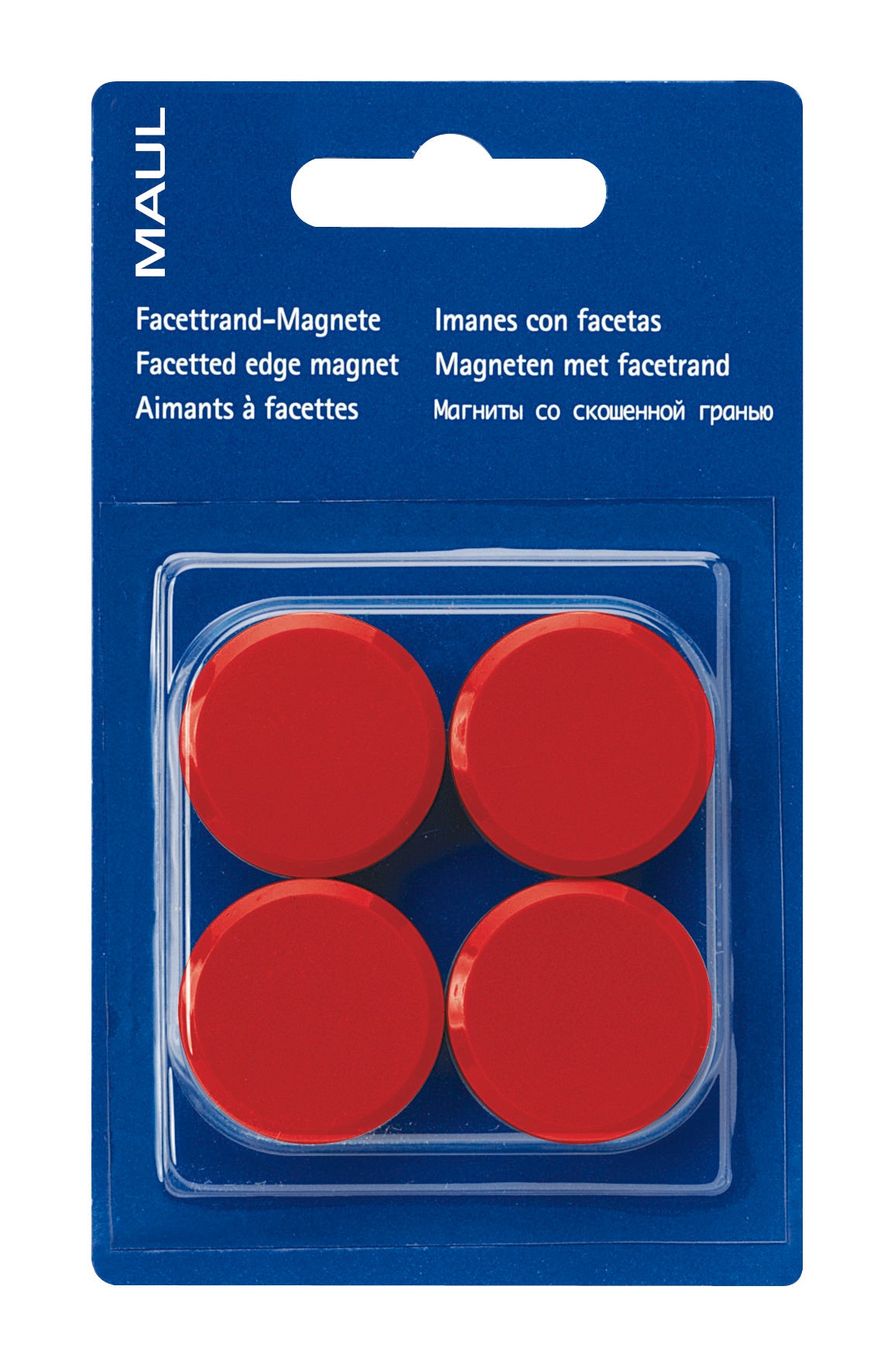 MAUL Tafelmagnete – Ø 30 mm, 4 Stk., rot