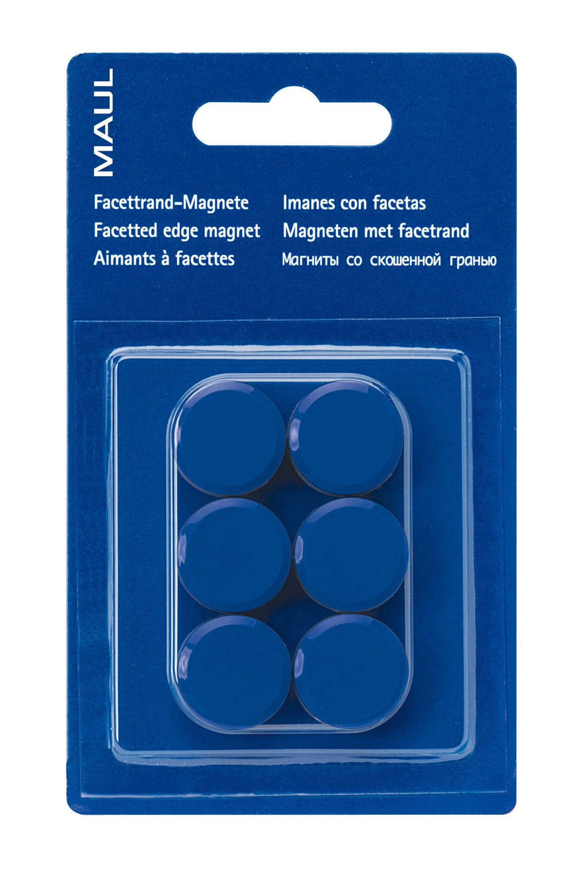 MAUL Tafelmagnete – Ø 20 mm – 6 Stück, Blau, Ferrit/Kunststoff