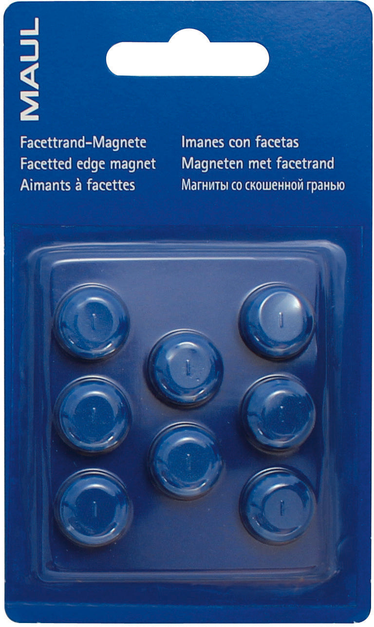 MAUL Tafelmagnete – Ø 15 mm, 8 Stk., blau