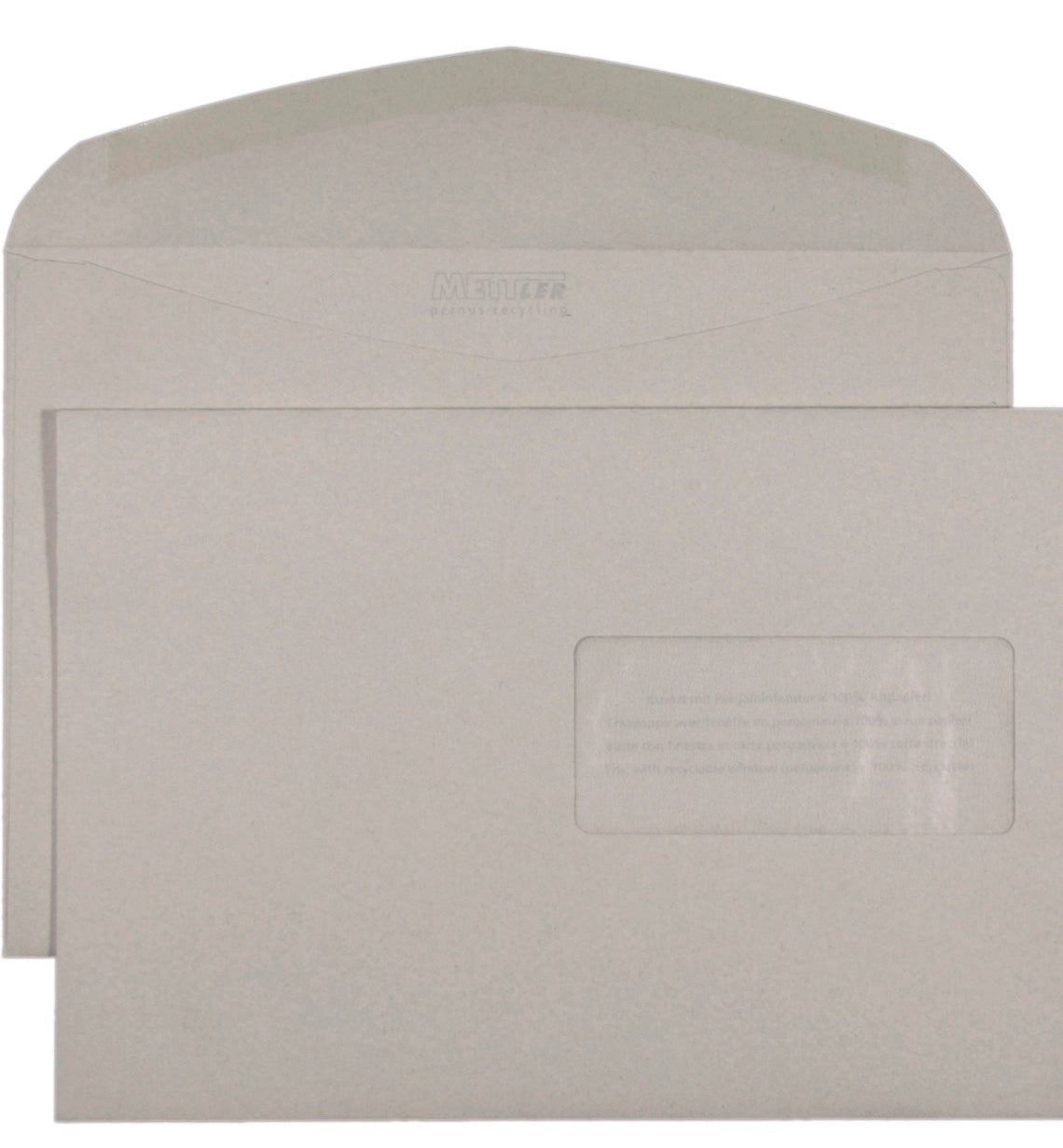 Mettler Couvert C5, Fenster rechts, Nassklebung, 100 g/m², Recycling – 500 Stk.