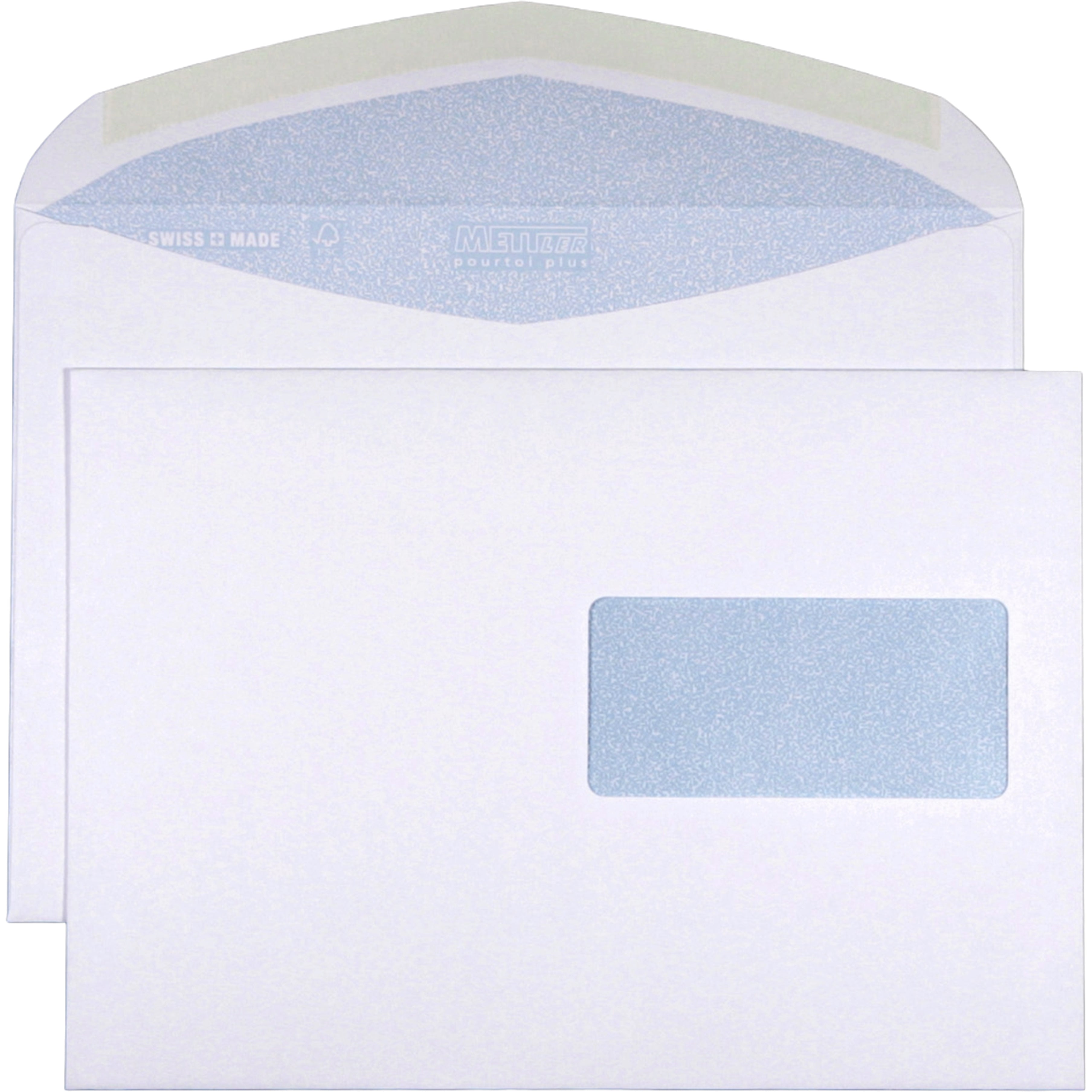Mettler Couvert C5, Fenster rechts, Nassklebung, ultraweiss, lasertauglich – 500 Stk.