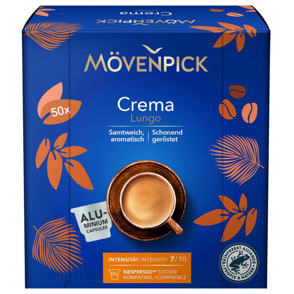 Mövenpick Crema Lungo – Kapseln für Nespresso – Intensität 7, 50 Kapseln