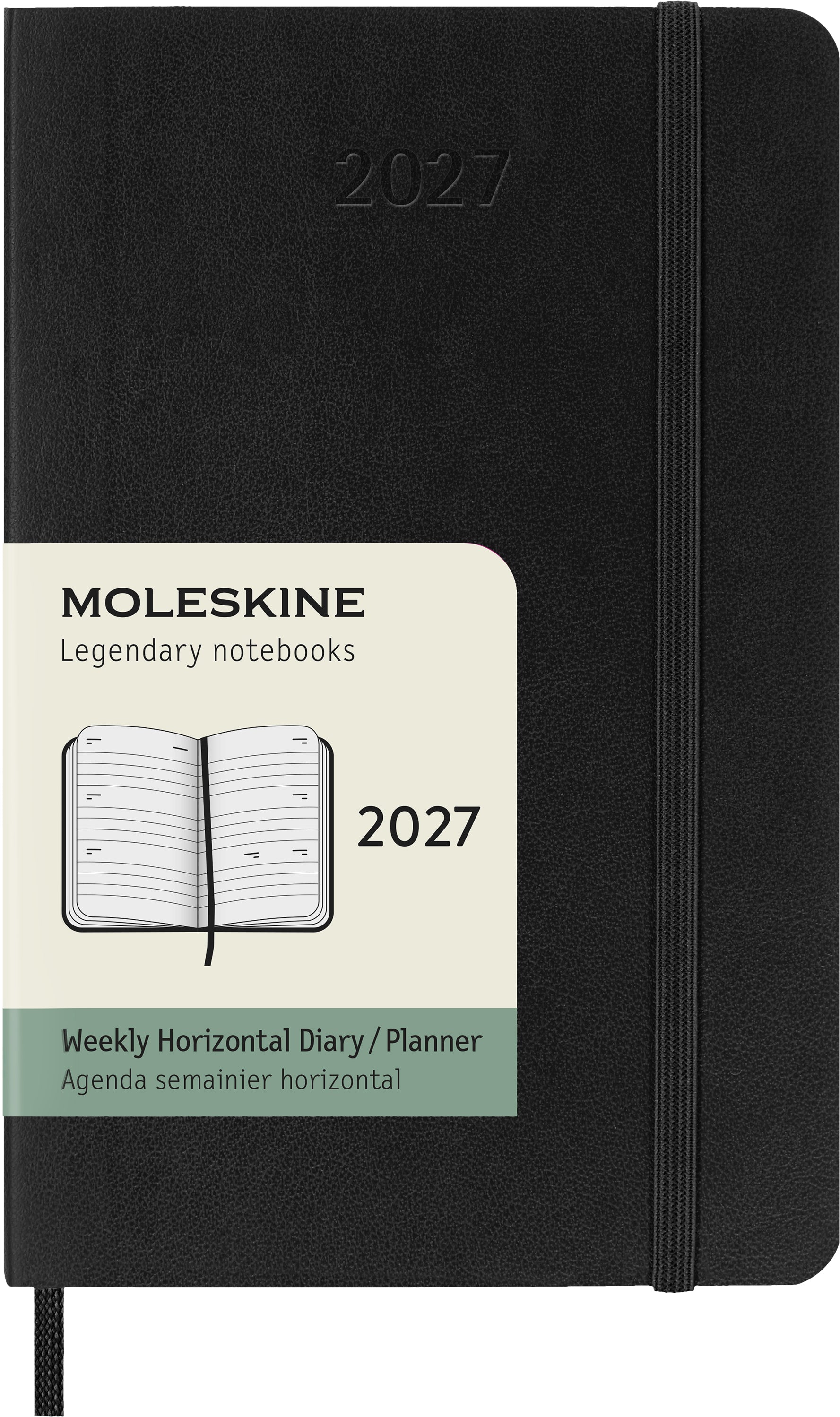 Moleskine Classic Pocket – Wochenagenda 2027, 1 Woche/2 Seiten, 9,6 × 14,2 cm, Softcover, schwarz
