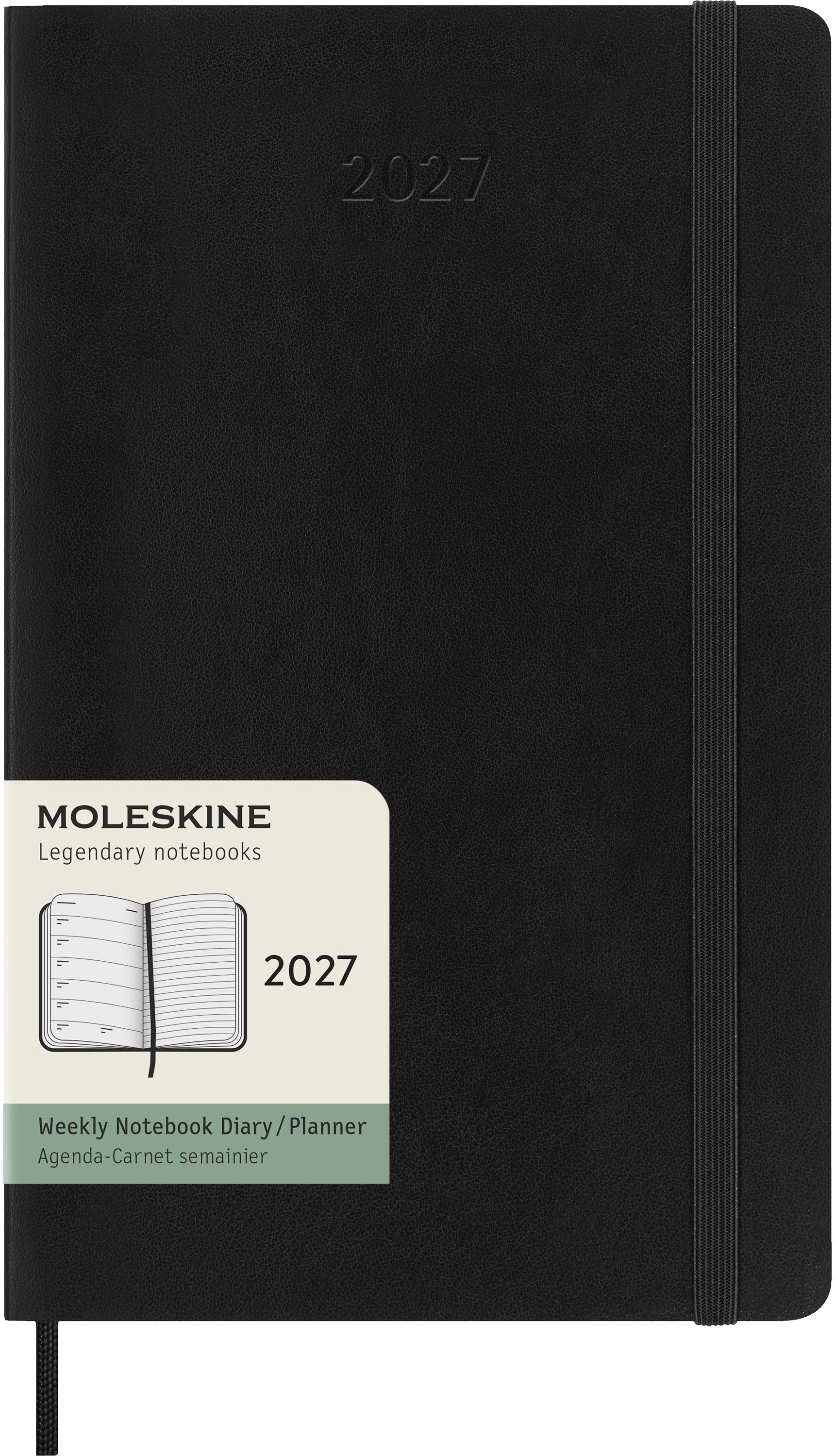 Moleskine Classic – Wochenagenda 2027, 1 Woche/1 Seite, 13,2 × 21,4 cm, Softcover, schwarz