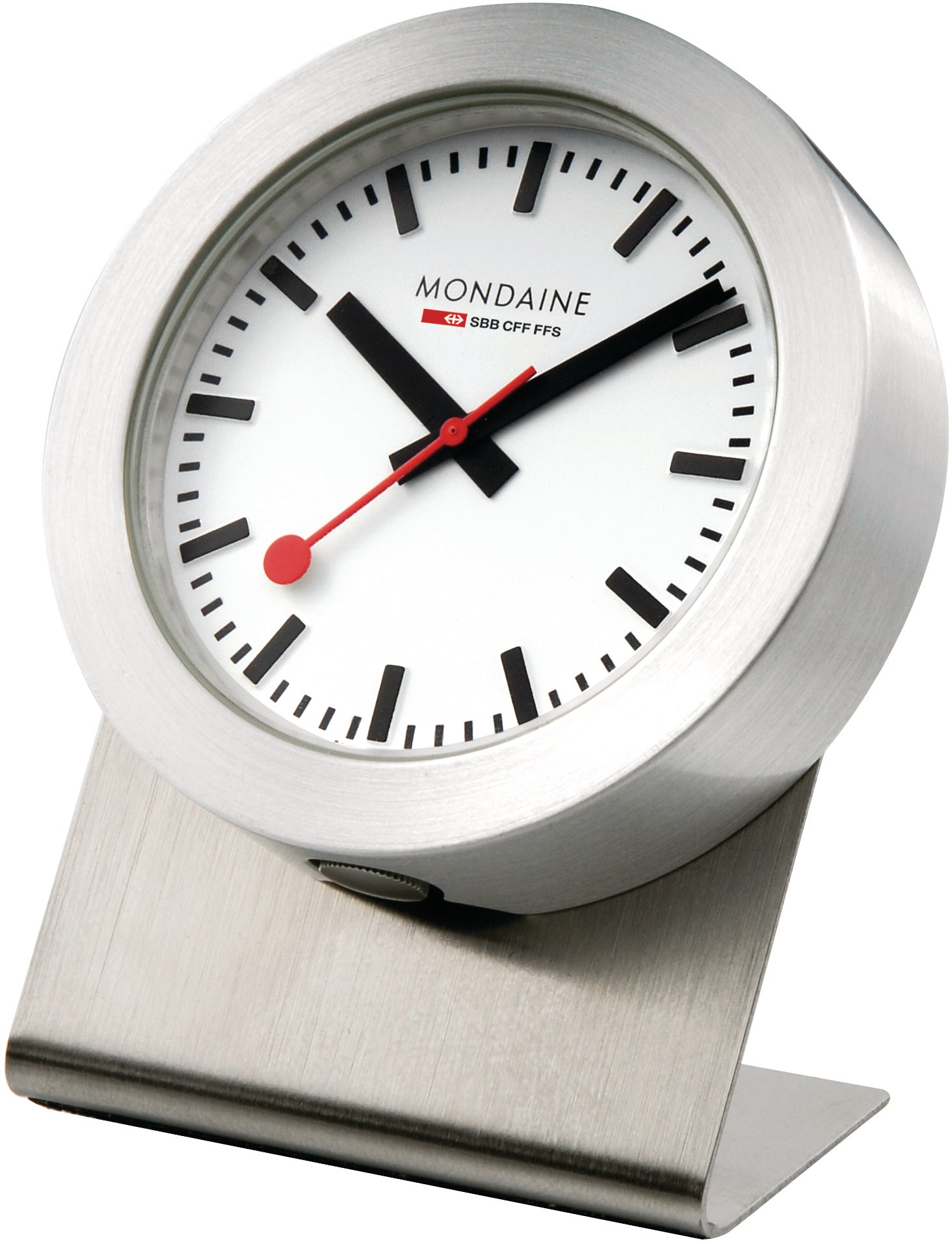 Mondaine A660.81SB Tischuhr – Analog, magnetisch, Ø 5,0 cm, Silber, Aluminium