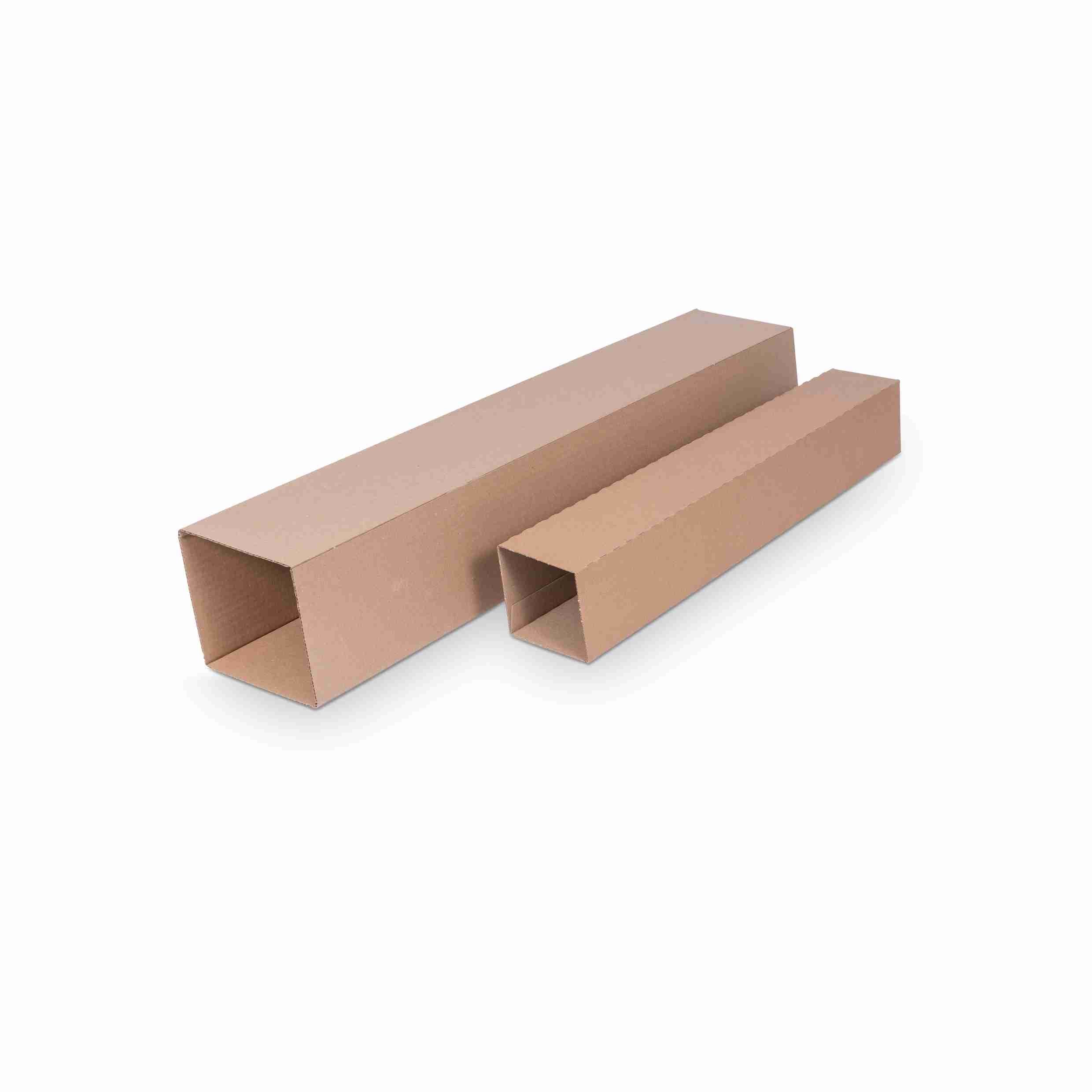 Model Teleskopverpackungs-Boden – 120 × 120 × 1'400 mm, braun, Wellkarton, höhenverstellbar, stapelbar – 1 Palette à 1'200 Stück