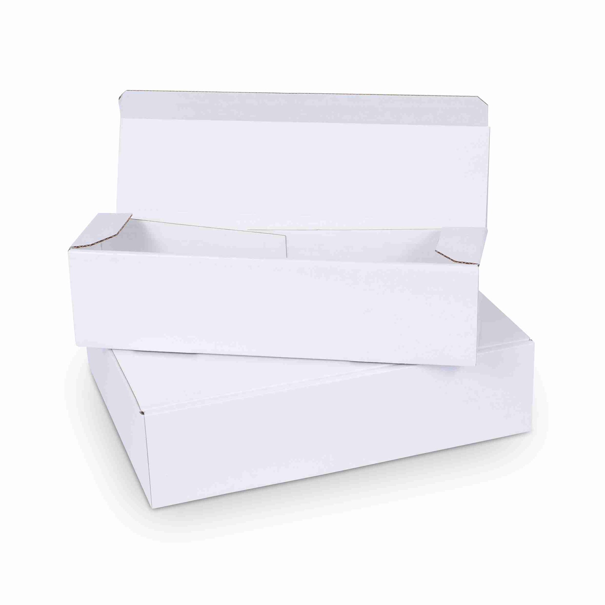 Model Geschenkbox Wellpappe glänzend weiss – 360 × 88 × 88 mm – mit Klappdeckel – 1 Palette (1'000 Stk.)