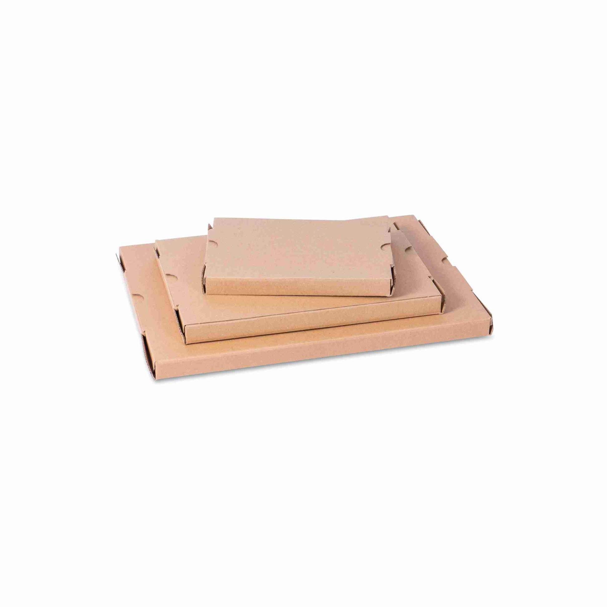 Model Flachverpackung – 230 × 163 × 16 mm, braun, Wellkarton, Lasche – 1 Stk., ab 20 Stk.
