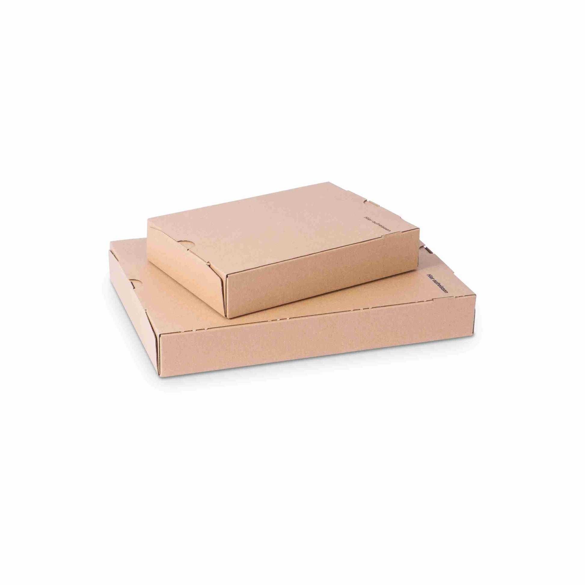 Model Versandverpackung – 343 × 245 × 46 mm, braun, Aufreissband, Lasche – 1 Stk., ab 500 Stk.