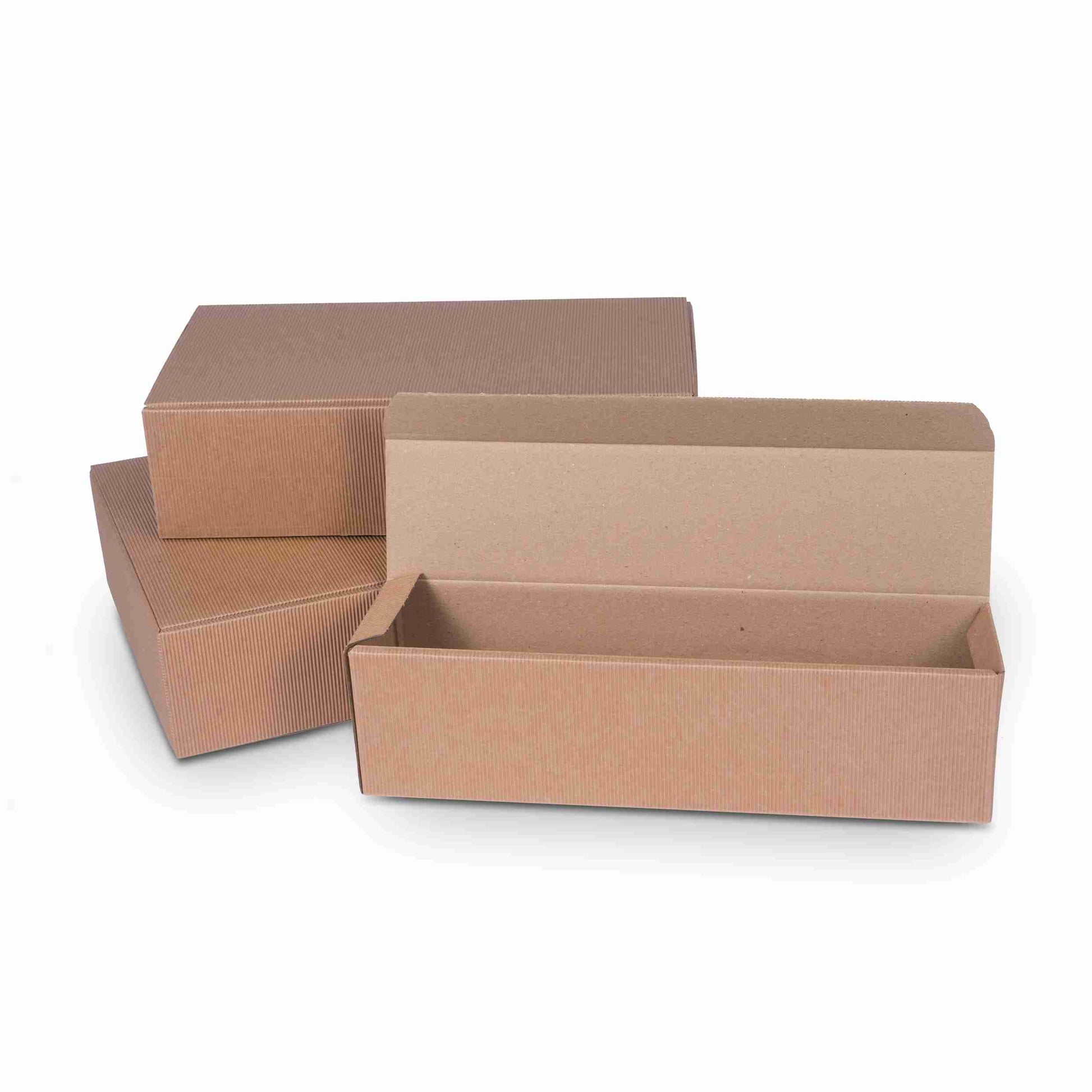 Model Weinpräsentkarton Wellpappe, braun – Innenmass 360 × 90 × 180 mm – für 2 Flaschen – 1 Stk., ab 20 Stk.