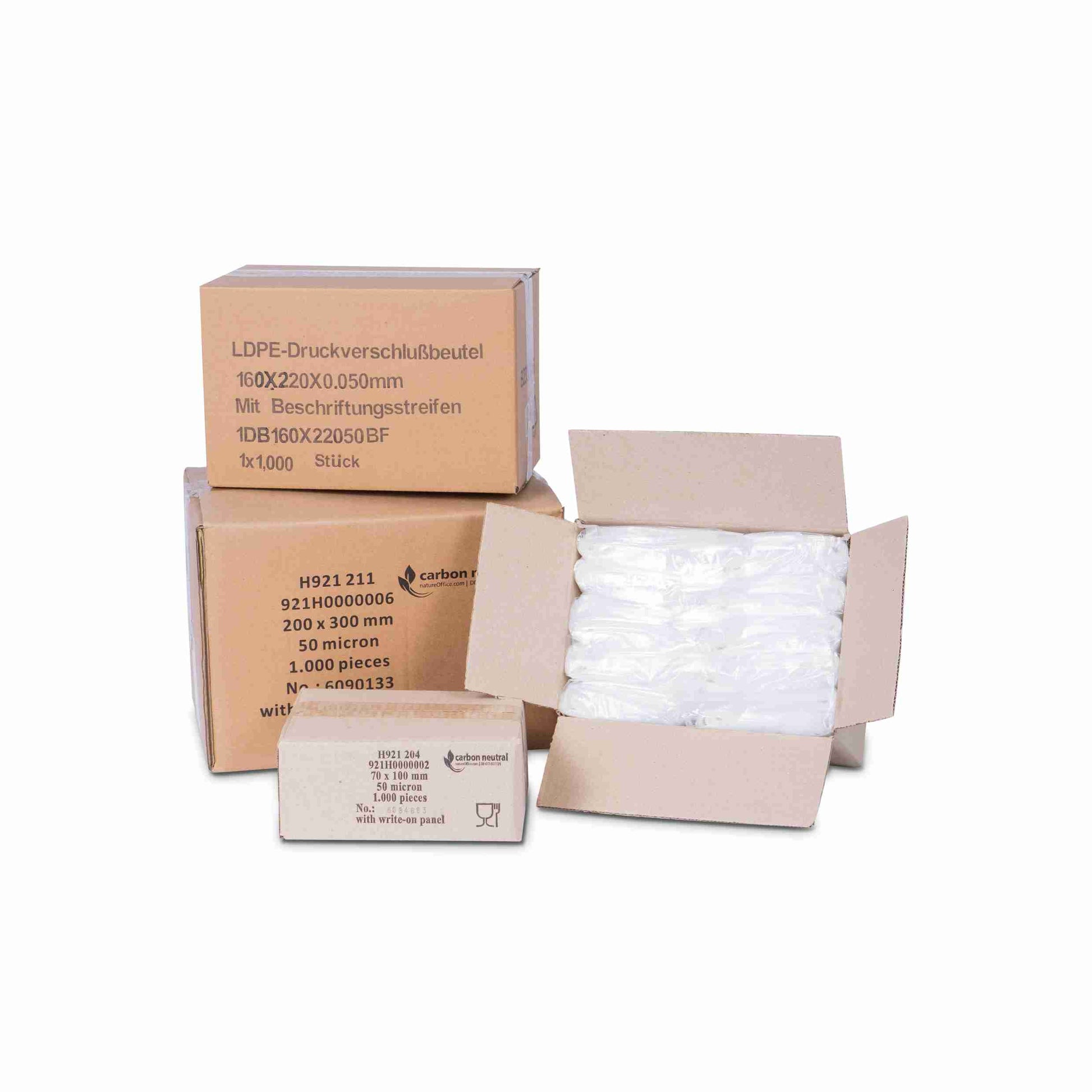 Model Druckverschlussbeutel – 120 × 170 mm, transparent, Kunststoff, 50 µm, Druckverschluss – 1 Pack (1'000 Stk.), ab 5 Pack