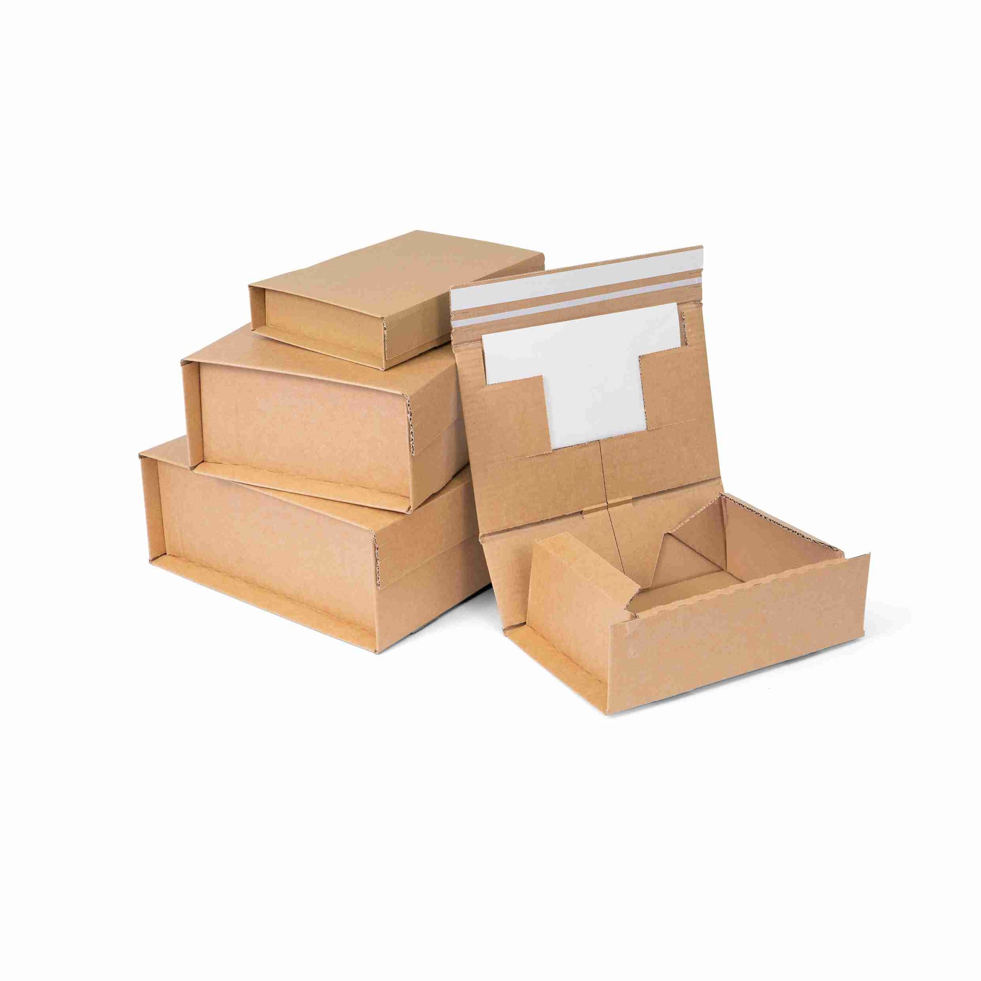 Model Versandbox – 330 × 290 × 120 mm, braun, Aufreissfaden, selbstklebend – 1 Palette (600 Stk.)