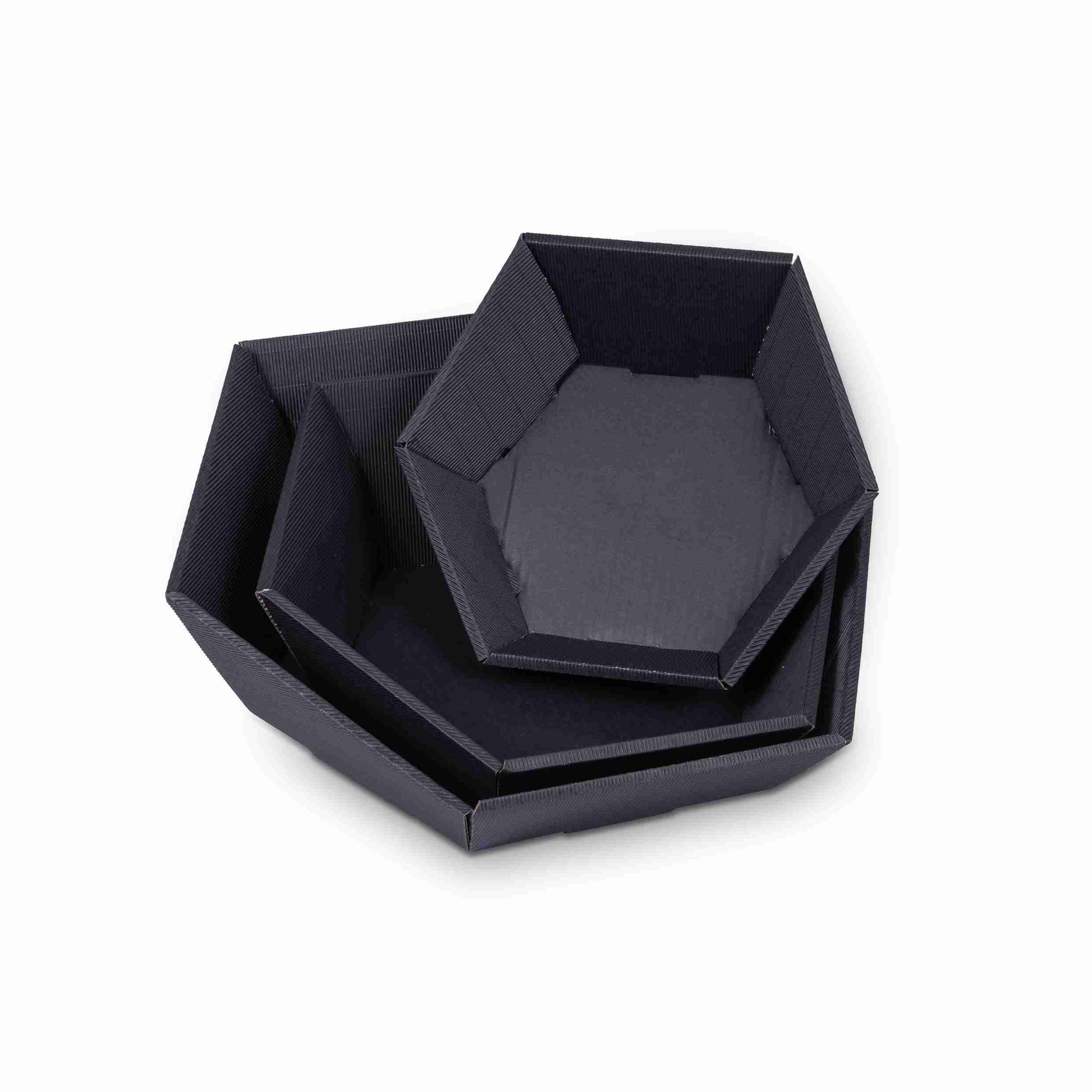 Geschenkkorb sechseckig schwarz – Innenmass 465 × 90 × 415 mm – 1 Stk., ab 20 Stk.