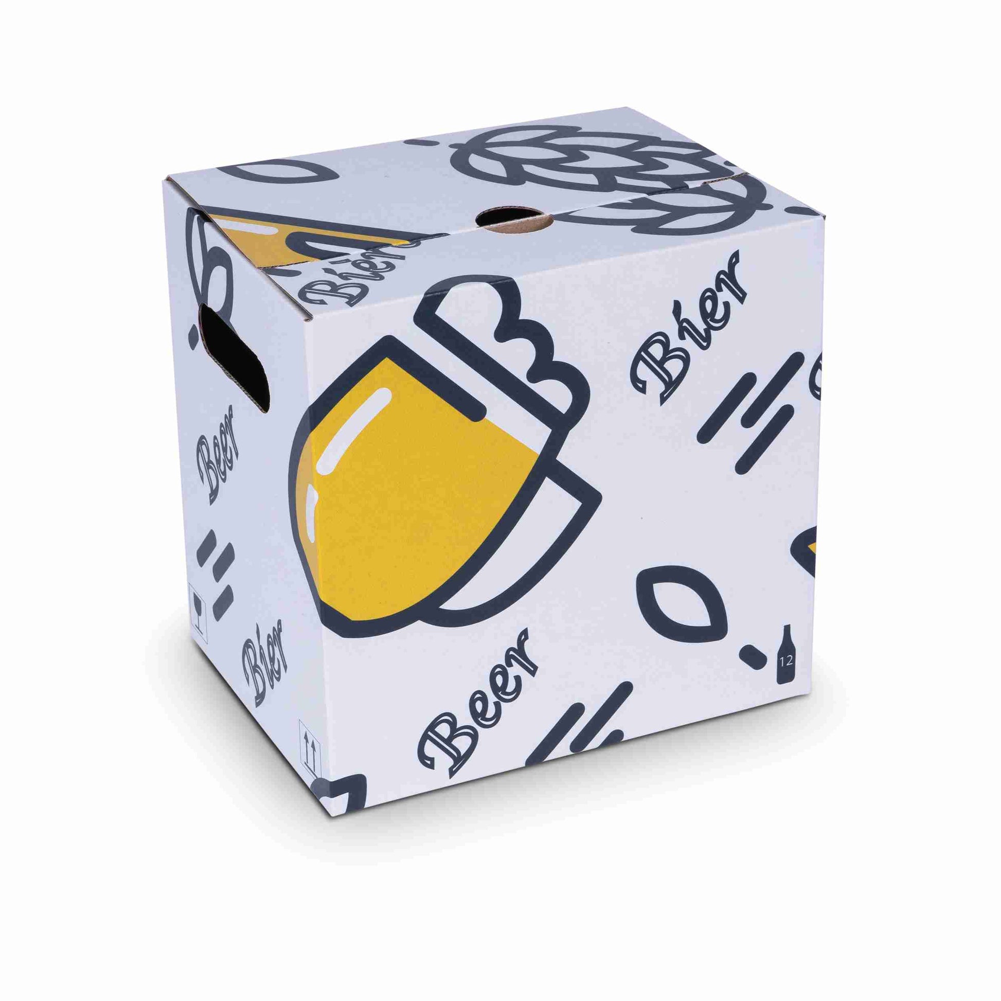 Weinpräsentkarton Wellpappe weiss – Innenmass 240 × 235 × 180 mm – für 12 Flaschen – 1 Stk., ab 20 Stk.